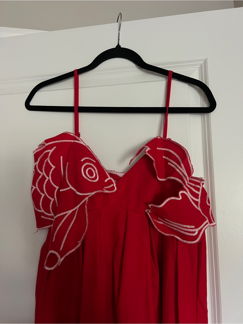 Linen Blend Maxi Dress with Koi Fish Embroidery - Picture 2 of 2